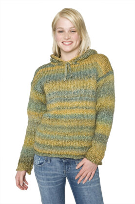 Hooded Knitted Sweater in Lion Brand Homespun - 60129AD