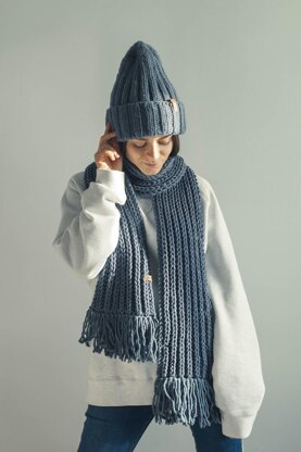 Set: High Top 2x2 Ribbed Hat and Brioche Scarf + Video