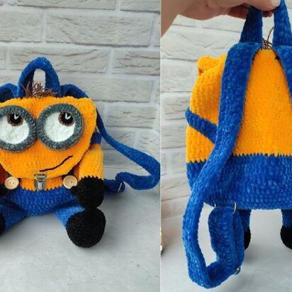 Miinion Backpack Crochet Pattern Amigurumi, Crochet Miinion Bag Pattern, Backpack amigurumi pattern, Shoulder bag pri schoolers