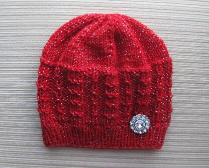 Red Sparkle Lady's Hat in Pique Rib