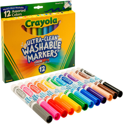 Crayola Ultra-Clean Color Max Broad Line Washable Markers - Assorted Colors 12/Pkg