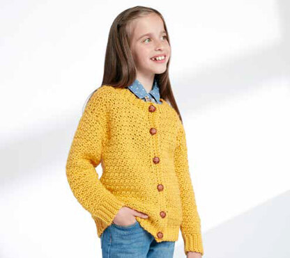 Child’s Crochet Crew Neck Cardigan in Caron Simply Soft - Downloadable PDF