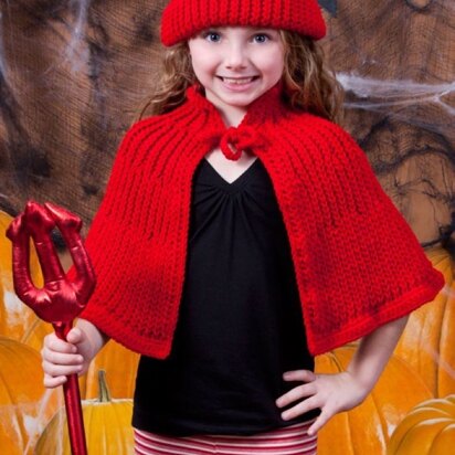 Little Devil Hat & Cape in Red Heart Super Saver Economy Solids - LW2841