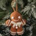 Gingerbread Man With White Pom Pom Eyes For Christmas Tree Crochet Ornaments