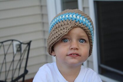 Newsboy Hat with Sky Blue and White Stripes