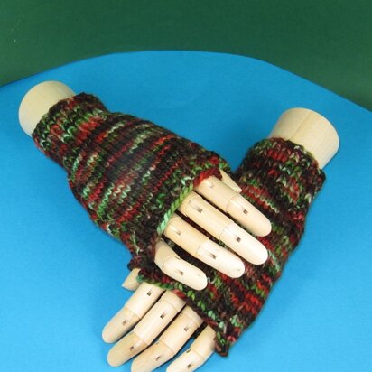 Chunky Self Striping Fingerless Gloves