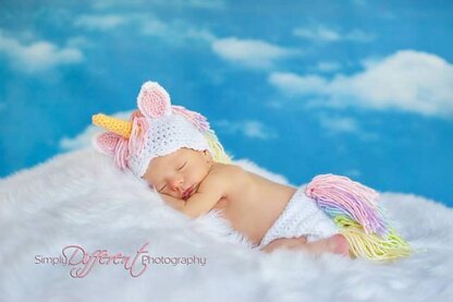 Unicorn Hat and Diaper Cover Newborn - 12 Months