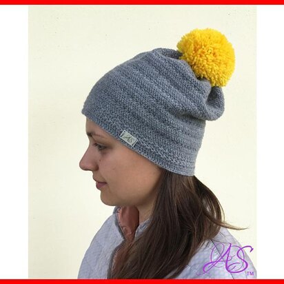 Slouchy Hat with Pom Pom