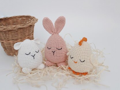 Crochet Easter eggs pattern Amigurumi bunny, Easter chicken, Crochet sheep