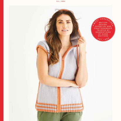 Sleek Sleeveless Hoodie in Sirdar Cashmere Merino Silk - 10549 - Downloadable PDF