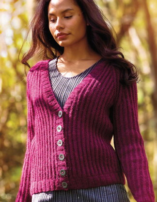 Rhea Ribbed Cardigan in Fable Brushed Aran - Downloadable PDF