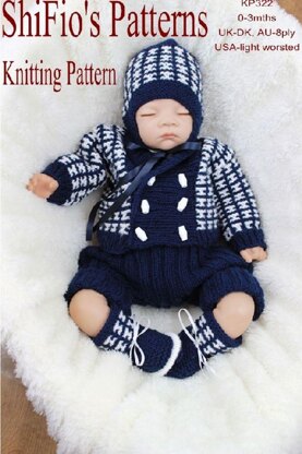 Knitting Pattern boys set UK & USA Tersm #322