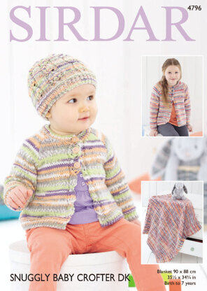 Cardigan, Hat and Blanket in Sirdar Snuggly Baby Crofter DK - 4796 - Downloadable PDF