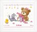 Vervaco Bear & Present Baby Sampler Cross Stitch Kit - 29cm x 23cm