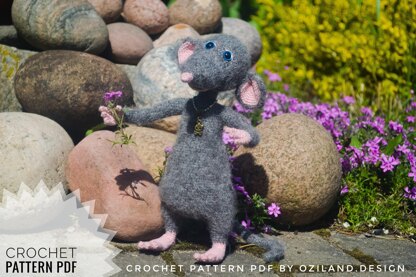 Crochet Pattern Macaroni the rat aninal Amigurumi toy