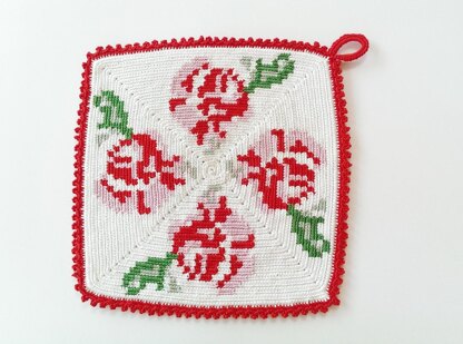 Potholder with roses