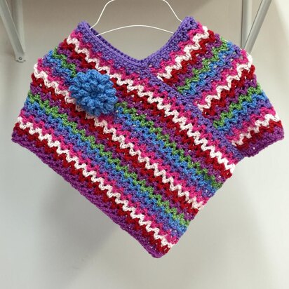 Rainbow Poncho with Flower