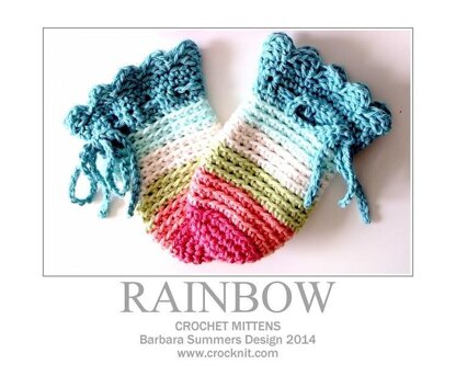 Crochet Baby Mittens RAINBOW