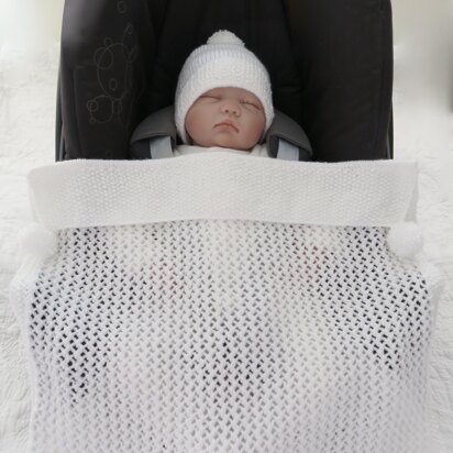 Libby Lace Newborn Baby Car Seat Blanket & Hat