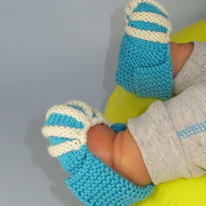 Baby Simple Stripe Granny Slippers - knitting pattern