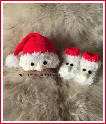 Santa snuggles hat and bootee set