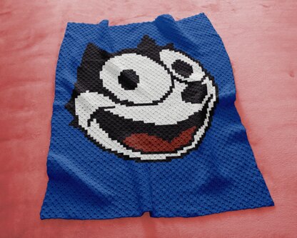 C2C CROCHET PATTERN Felix The Cat Portrait Throw Blanket