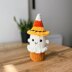 Halloween ghost in candy corn hat crochet pattern, PDF, amigurumi cupcake fall pattern