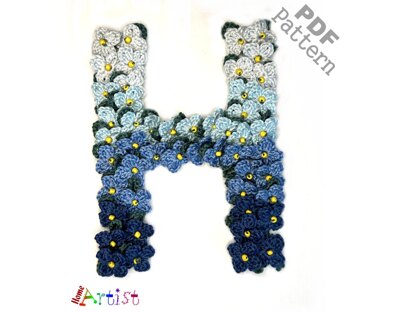 Floral letter H crochet applique pattern