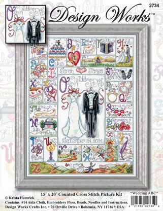 Design Works Wedding ABC Cross Stitch Kit - 38cm x 51cm