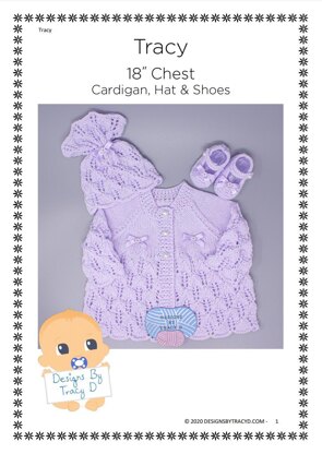 Tracy Baby Matinee coat, hat and shoes 18" chest