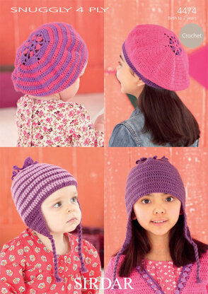 Berets and Helmets in Sirdar Snuggly 4 Ply 50g - 4474 - Downloadable PDF