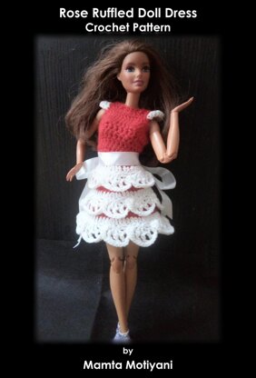 Ruffled Rose Doll Dress Crochet Pattern