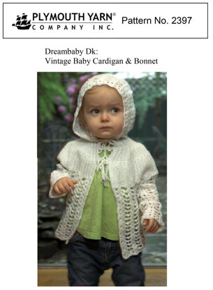 Vintage Baby Cardigan & Bonnet in Plymouth Yarn Dreambaby DK - 2397