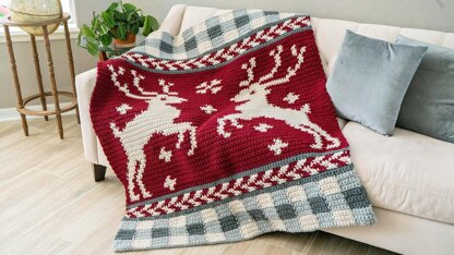Prancing Deer Crochet Blanket