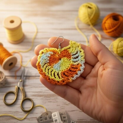 Crochet heart earrings PDF + Video Tutorial