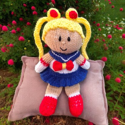 Sailor Moon inspired choc orange cover / 22cm toy - knitting pattern