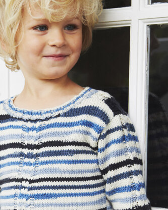 "Cable Detail Jumper" - Jumper Knitting Pattern For Boys in Debbie Bliss Rialto DK Prints