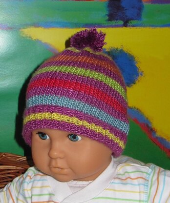 Baby  Stripe Bobble Beanie