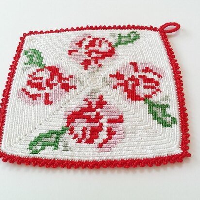 Potholder with roses