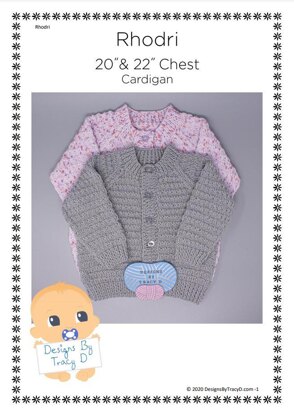 Rhodri Baby Unisex Knitting Pattern 20" chest and 22" chest size