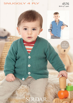 Cardigan and Waistcoat in Sirdar Snuggly 4 ply - 4576 - Downloadable PDF