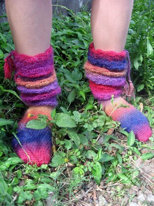 Rainbows and Laces, crochet socks