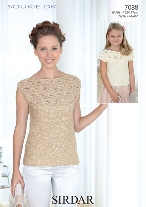 Sleeveless and Short Sleeved Tops in Sirdar Soukie DK - 7088 - Downloadable PDF