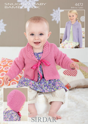 Bonnet and Cardigans in Sirdar Snuggly Baby Bamboo DK - 4472 - Downloadable PDF