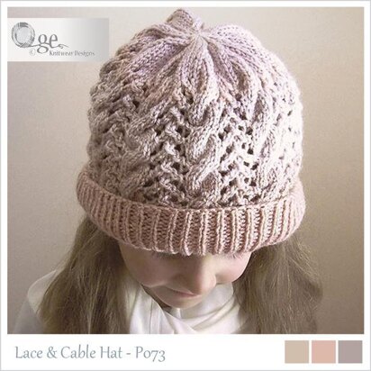 Lace and Cable Hat - P073 - knitting pattern