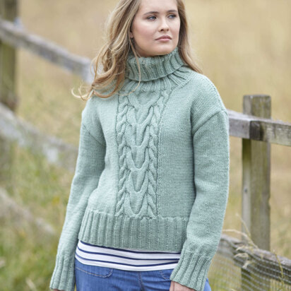 Cable Sweaters knitted in King Cole Fashion Aran - P6098 - Leaflet
