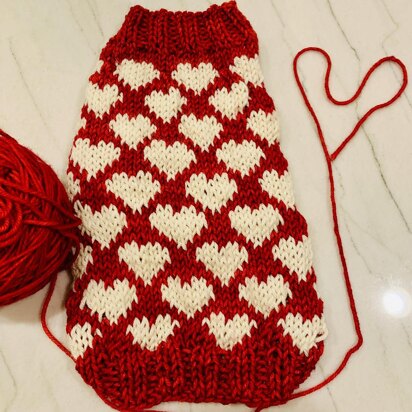 Candy Hearts Pet Sweater - knitting pattern