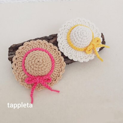 Mini sun hat crochet pattern, Straw hat crochet, Small beach hat for amigurimi doll