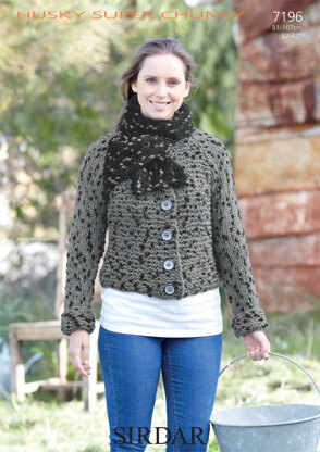 Jacket and Scarf in Sirdar Husky - 7196 - Downloadable PDF