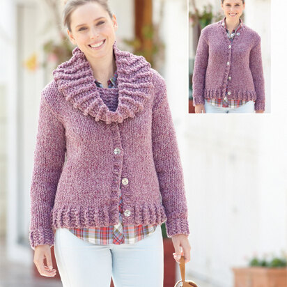 Round Neck Cardigan and Matching Snood in Sirdar Denim Ultra Super Chunky - 7168
